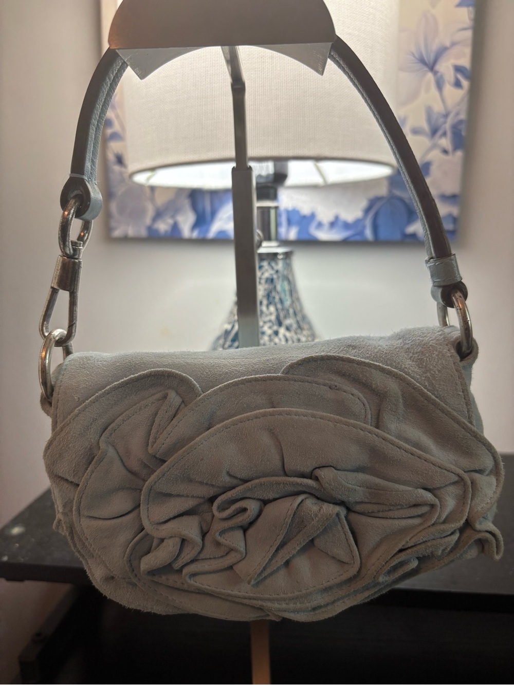 Archival Rare Vintage Yves Saint Laurent Suede Nadja Rose Mini Bag-Tom Ford Era